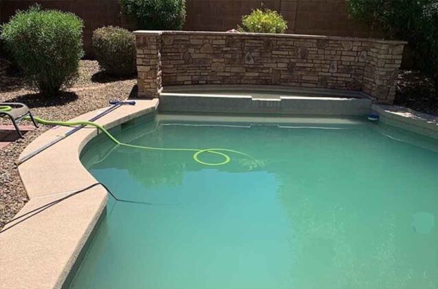 draining a pool with a garden hose